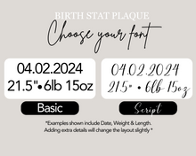 Load image into Gallery viewer, Growth Chart Birth Stat Add Ons
