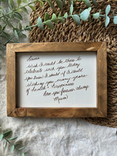 Load image into Gallery viewer, Engraved Hand Lettered Sign