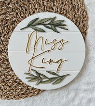 Load image into Gallery viewer, Watercolour Greenery Teacher Name Mini