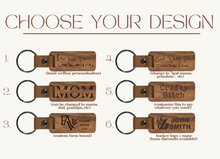Load image into Gallery viewer, Wood + Leather Custom Engraved Keychain