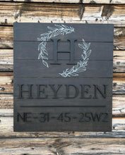 Load image into Gallery viewer, Last name + Land Location Sign