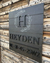 Load image into Gallery viewer, Last name + Land Location Sign