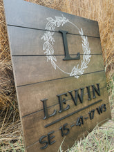 Load image into Gallery viewer, Last name + Land Location Sign