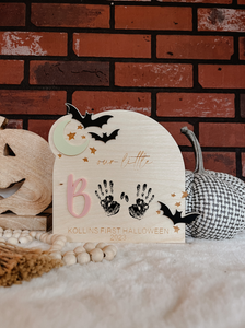 "our little boo" First Halloween Plaque