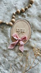 Scalloped Bow Birth Announcement Disc