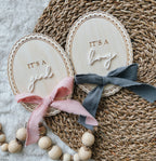 Scalloped Bow Birth Announcement Disc