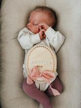 Load image into Gallery viewer, Scalloped Bow Birth Announcement Disc
