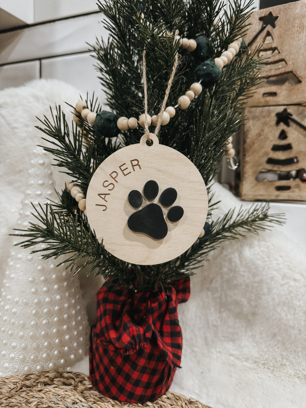 Acrylic Paw Print Name Ornament