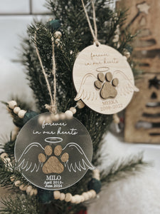 Memorial Wings Paw Print Ornament