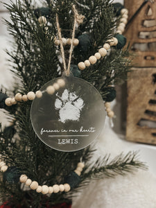 Engraved Paw Print Memorial Ornament