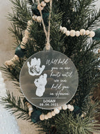"We'll hold you in our hearts until we can hold you in heaven" Baby Memorial Ornament