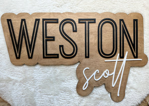 Stacked Floating Name Sign