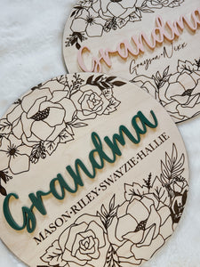 Moms/Grandma Engraved Floral Plaque