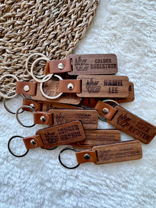 Wood + Leather Custom Engraved Keychain