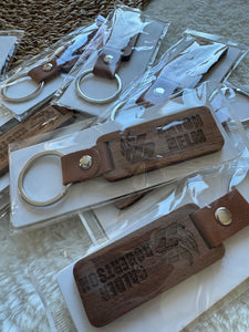 Wood + Leather Custom Engraved Keychain