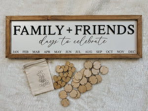 Family + Friends Days to Celebrate Calendar