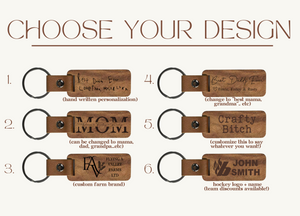 Wood + Leather Custom Engraved Keychain