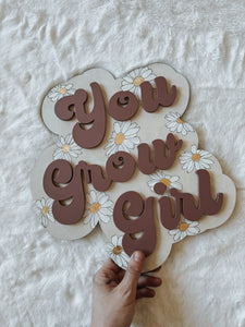 "You Grow Girl" Engraved Gold Floral