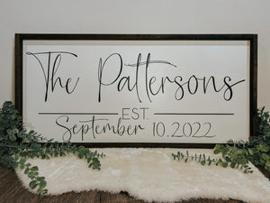 Hand lettered Last Name Sign