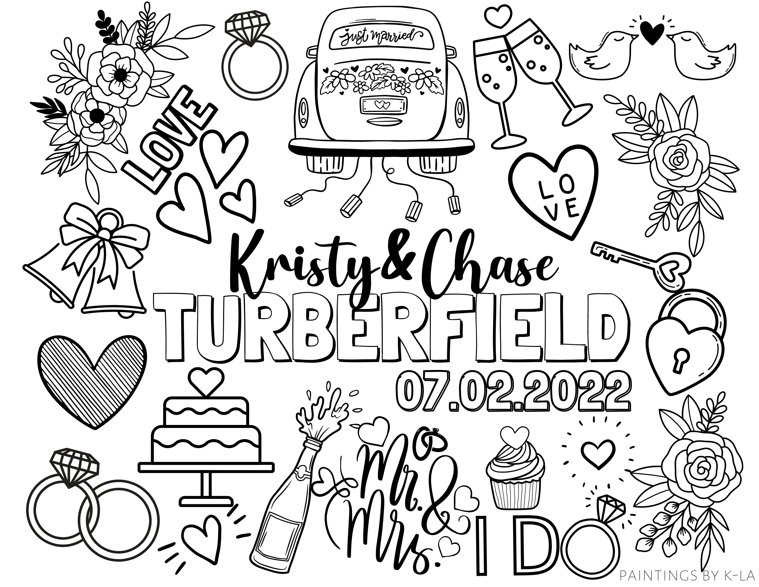 just married coloring page